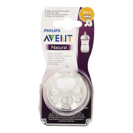 Philips Avent Natural 2.0 Zuigspeen 4 Gaatjes Scf044/27  -  Bomedys