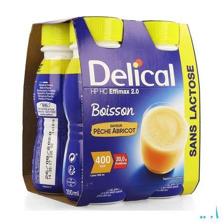 Delical Effimax 2.0 Peche Abricot 4x200 ml  -  Bs Nutrition