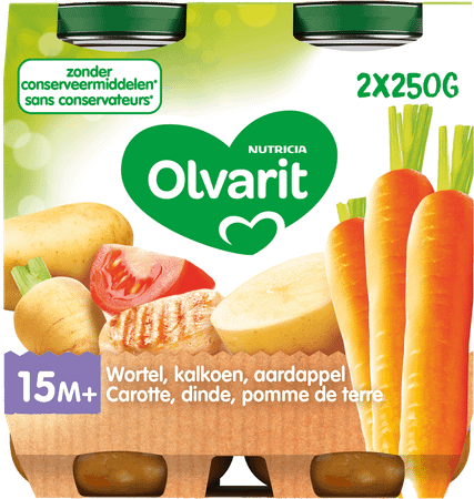 Olvarit Wortelstoemp Kalkoen 2x250 gr 15m00  -  Nutricia
