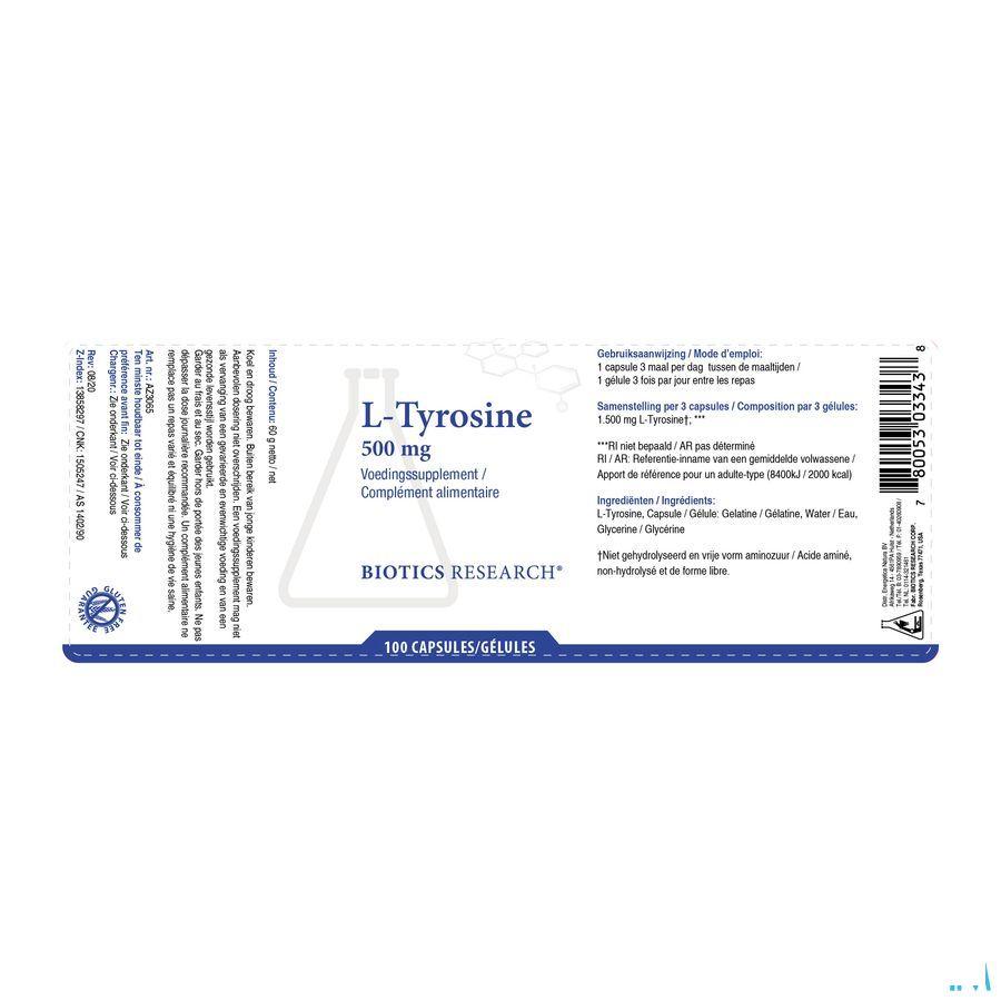 Biotics L-Tyrosine 500mg 100 capsules  -  Energetica Natura