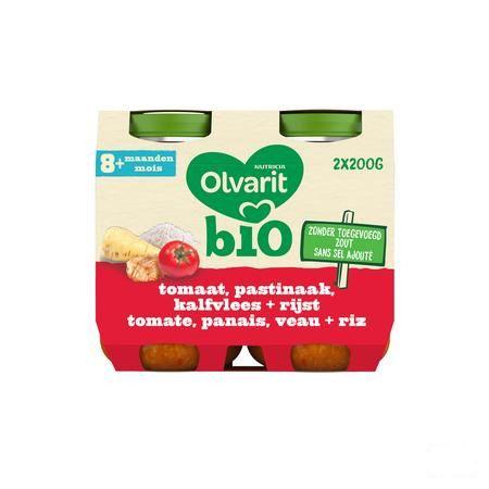 Olvarit Bio Tomaat Pastinaak Kalf Rijst 8M 2X200G  -  Nutricia
