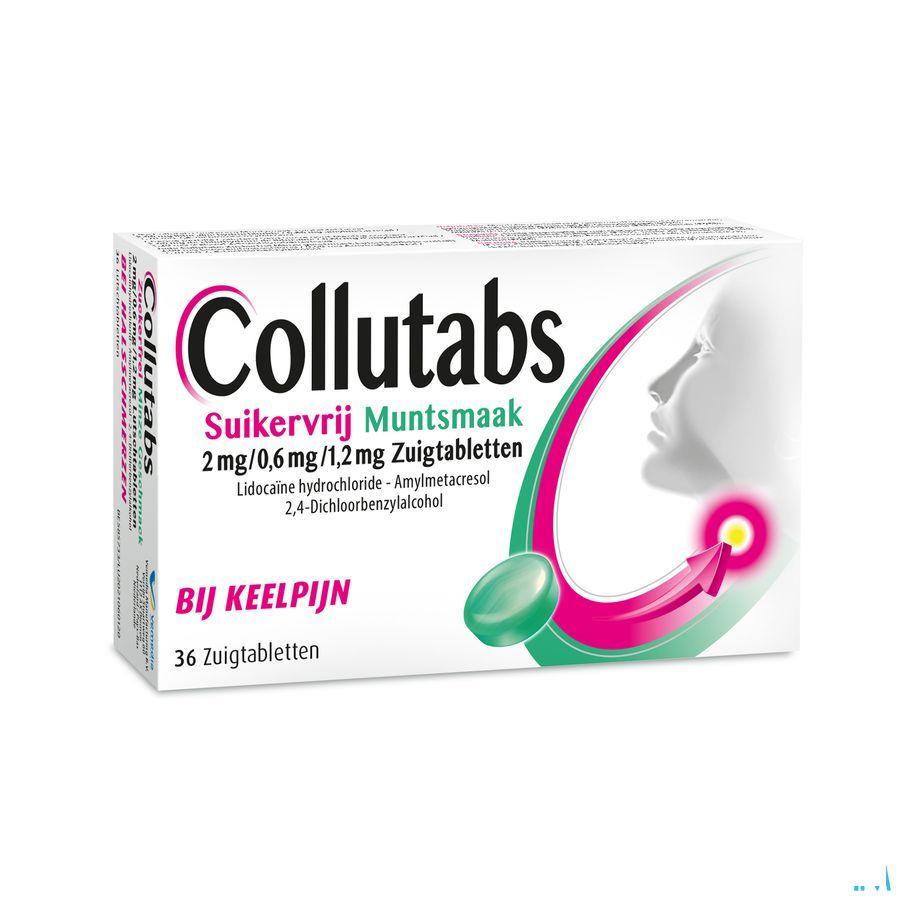 Collutabs Suikervrij Munt 2 mg/0,6Mg/1,5Mg Past. 36