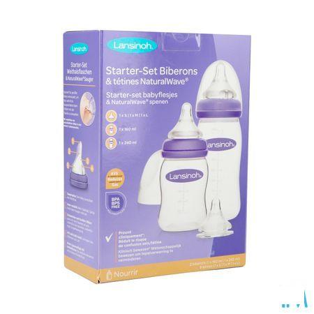 Lansinoh Starterset Drinkfles+Speen Natural Wave  -  Lansinoh
