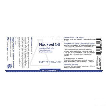 Biotics Flax Seed Oil 100 softgels  -  Energetica Natura