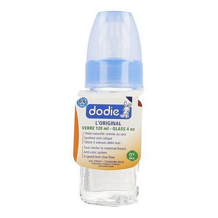 Dodie Zuigfles Glas Bleu Lagoon 1lftd 120 ml