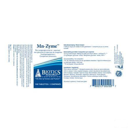 Biotics Mn-Zyme 100 comprimés  -  Energetica Natura