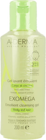 Aderma Exomega Gel Reinigend 2in1 Haar Lichaam 200 ml  -  Aderma