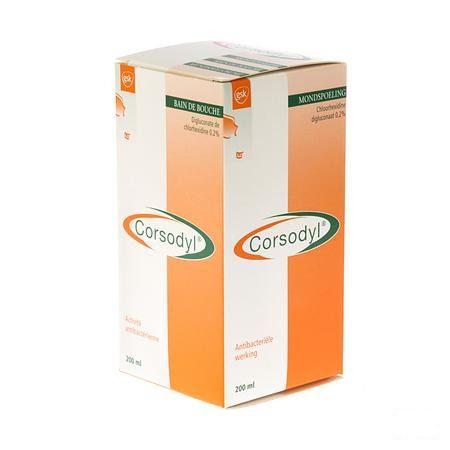 Corsodyl 2 mg/ml Solution Bain Bouche 200 ml