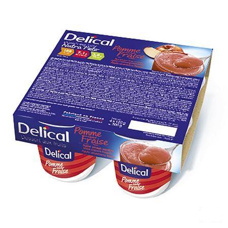 Delical Nutra Pote Appel Aardbei 4x125 gr  -  Bs Nutrition