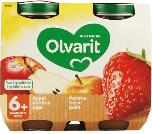 Olvarit Appel Aardbei Peer 2x200 gr 6m61  -  Nutricia