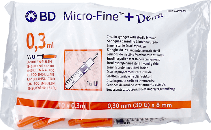 Bd Microfine+ Ins.Sp.Demi 0,3  ml 30G 8Mm 100 324826
