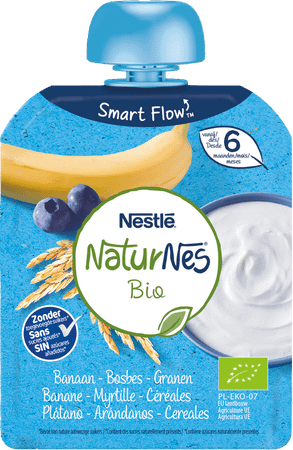Naturnes Bio Yoghurt Banaan Bosbes Granen 90 gr  -  Nestle