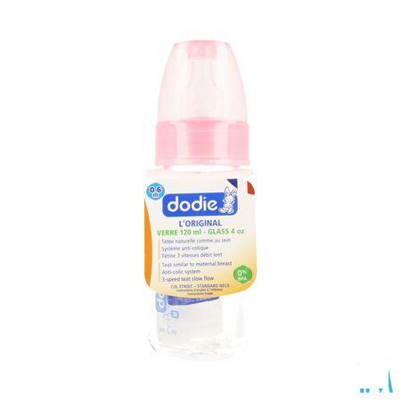 Dodie Zuigfles Glas Roze 1lftd 120 ml