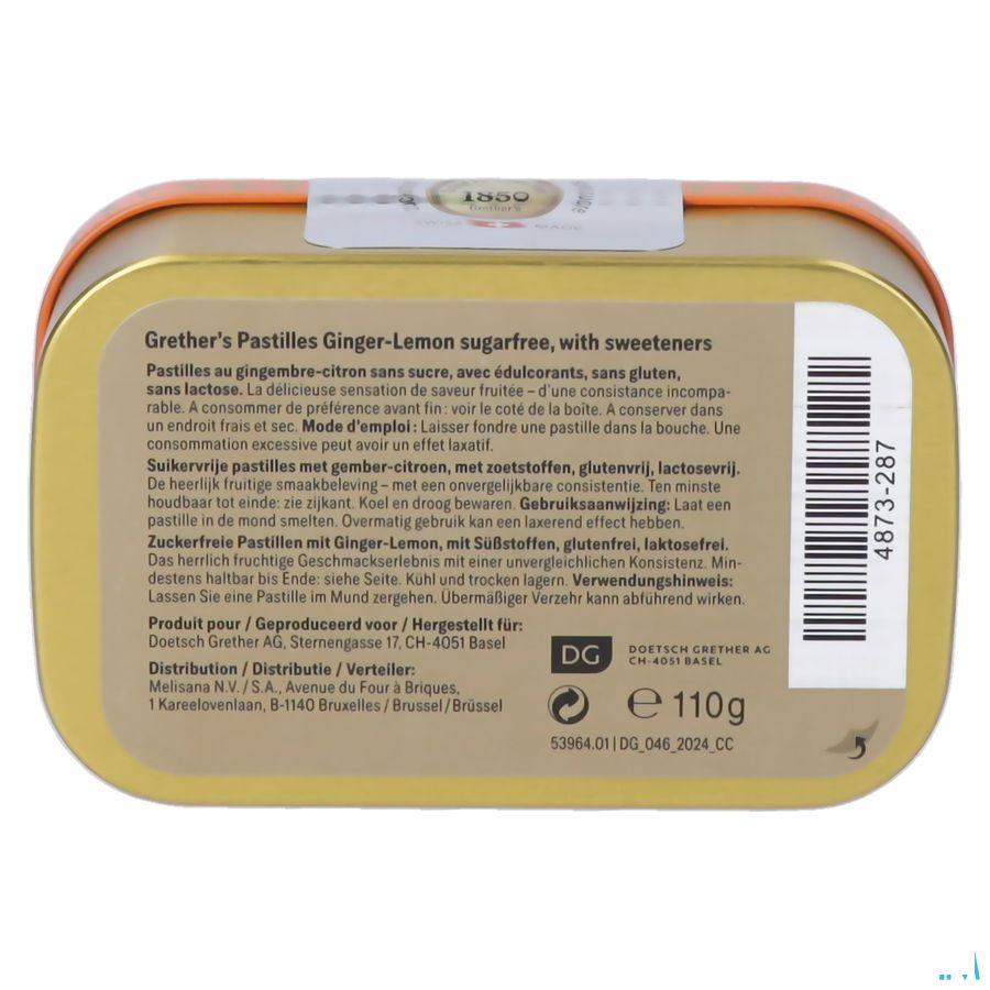 Grether'S Suikervrij Pastilles Gember-Citroen 110 g  -  Melisana