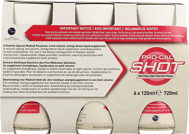Pro-cal Shot Neutre 6x120 ml 