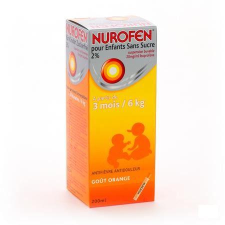 Nurofen Enfant Orange Suspension Sans Sucre 200 ml