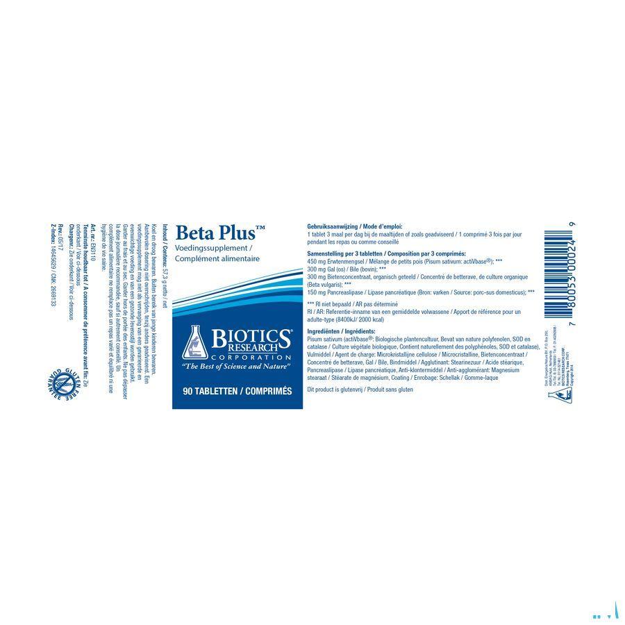 Biotics Beta Plus 90 tabletten  -  Energetica Natura