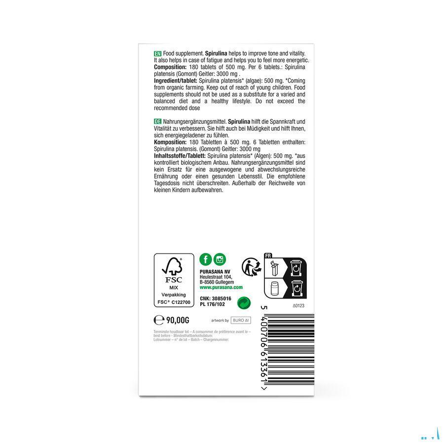 Purasana Spirulina Bio Tabletten 180