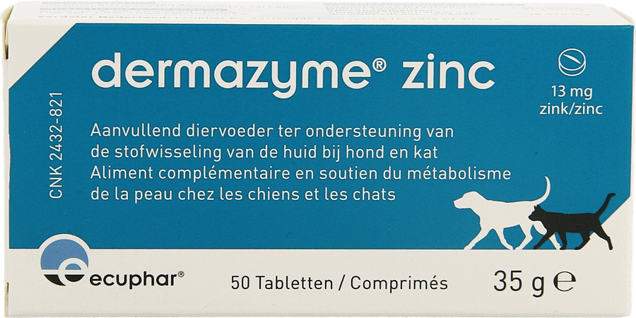 Dermazyme Zink Hond Tabletten 50  -  Ecuphar