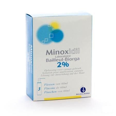 Minoxidil Biorga 2% Oplossing Cutaan Koffer Flacon 3x60 ml