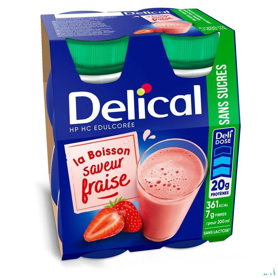 Delical Melkdrank Z/Suiker Aardbei 4X200 ml