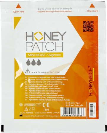 Honeypatch Mini-moist/alginate Verband Alg.ster 5x5cm  -  Honey Patch