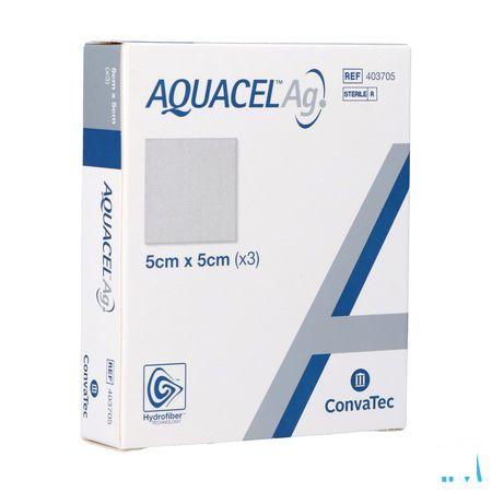 Aquacel Ag Pansement Hydrofiber Ster 5x 5cm 3 403705  -  Convatec