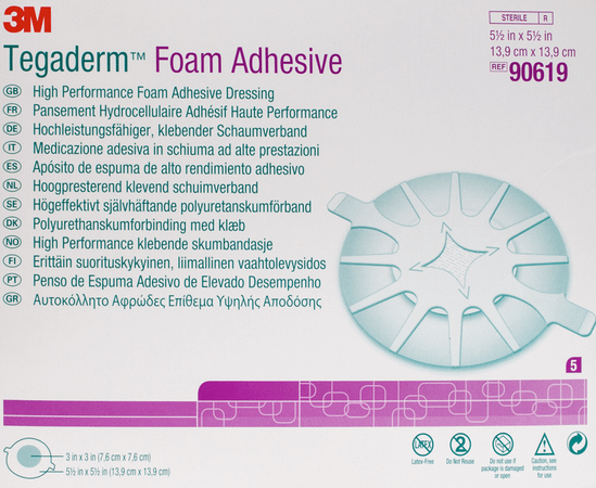 Tegaderm Foam Dressing Adhesive 13,97x13,97cm 5 90619  -  3M