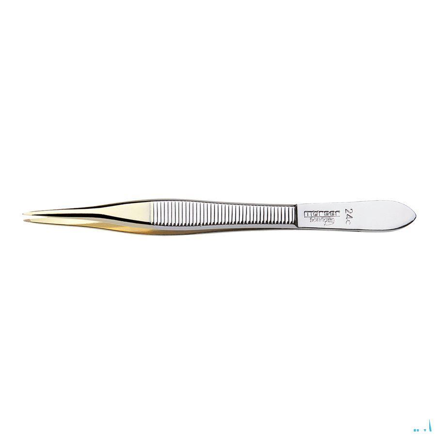 Morser Pincet, Naald Punt, Verguld Nr 24c  -  Eureka Pharma