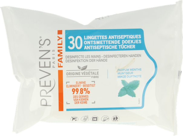 Preven's Family Antiseptische Tissues Zakje 1x30