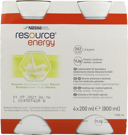 Resource Energy Drink Banaan 4x200 ml  -  Nestle
