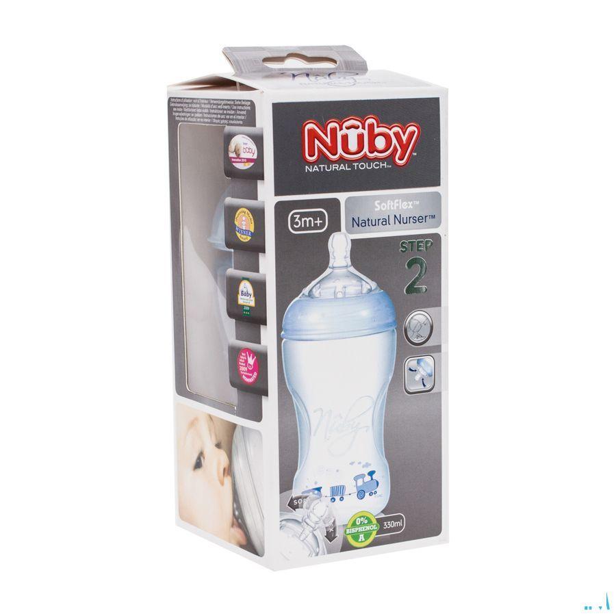Nuby Nt Roze Zuigfles Met Softflexac Antikoliekspeen Medium Flow - 330 ml  -  New Valmar