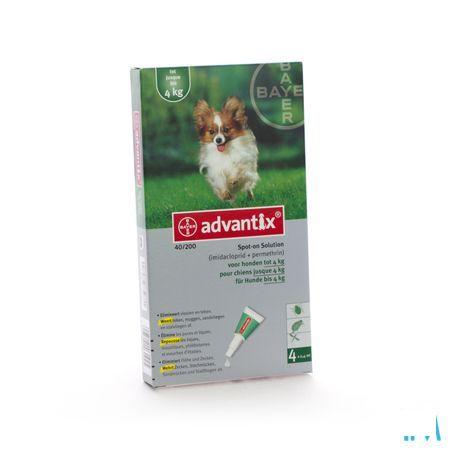 Advantix 40 - 200 Honden < 4kg Flacon 4x0,4 ml