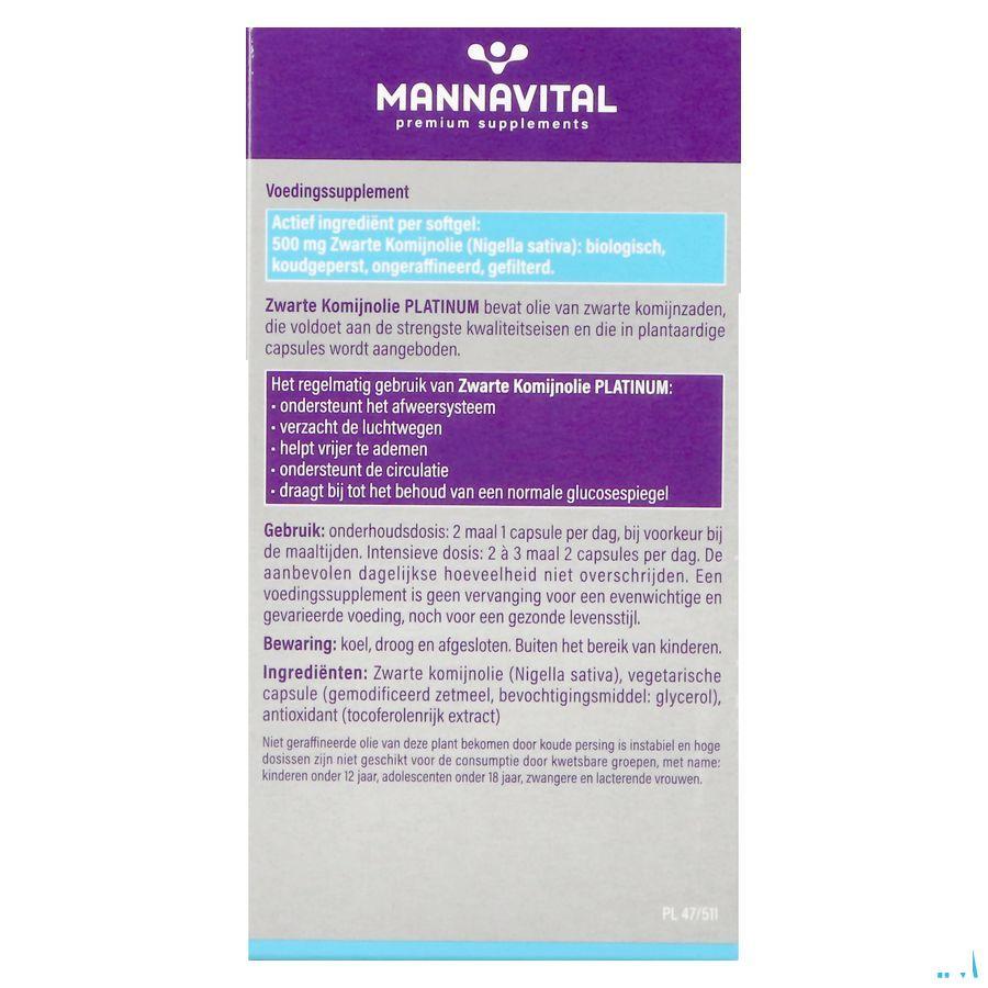 Mannavital Omega 3 Zwarte Komijnolie V-Caps 120
