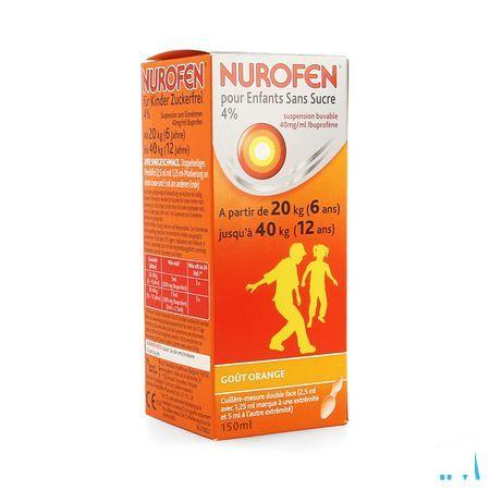 Nurofen Kind Sinaas 4% Suspensie Suikervrij 150 ml