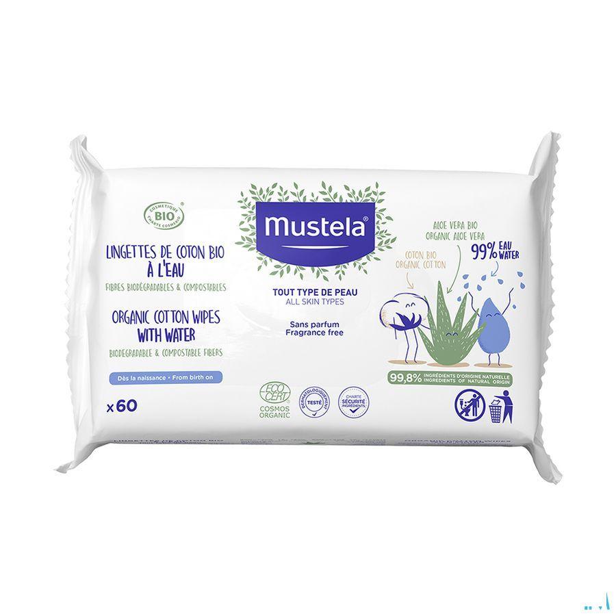 Mustela Bio Lingettes Coton Eau 60