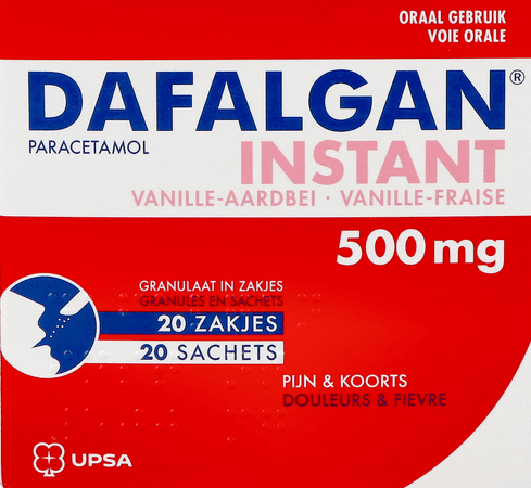 Dafalgan Instant Vanille Aardb Gr Zakjes 20x 500 mg
