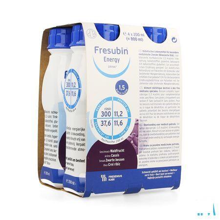 Fresubin Energy Drink Cassis Flacon 4x200 ml  -  Fresenius