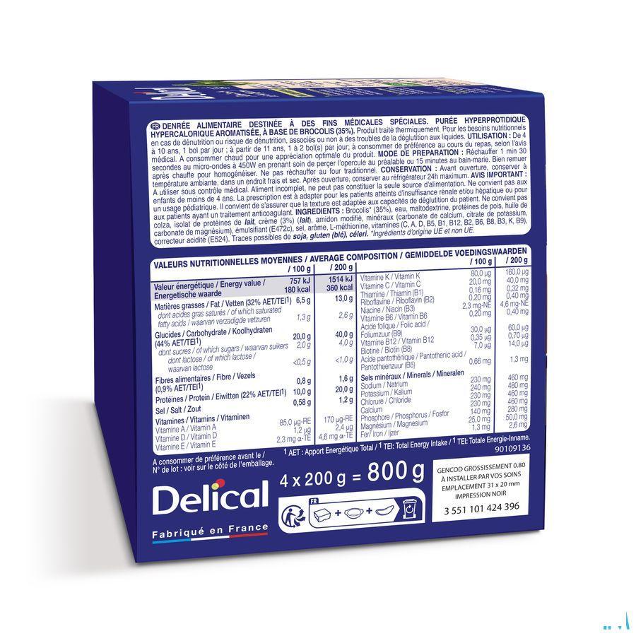 Delical Puree Broccoli Hphc 4 x 200 gr