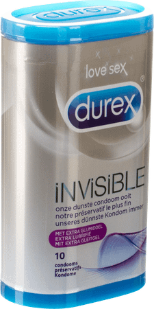 Durex Invisible Extra Fijn + Extra Glijmiddel 10