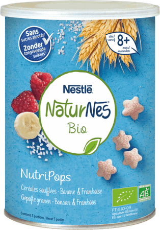 Naturnes Bio Nutripuffs Banane Framboise Pot 5x35 gr  -  Nestle