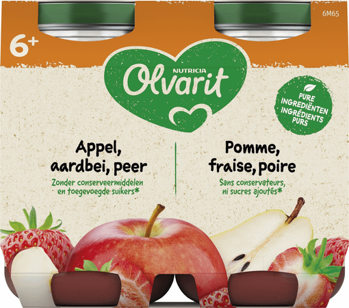 Olvarit Fruit Appel Aardbei 2x200 gr 6m61  -  Nutricia