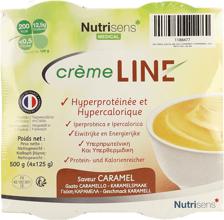 Cremeline + Caramel sans lactose 4x125 gr  -  Nutrisens Medical