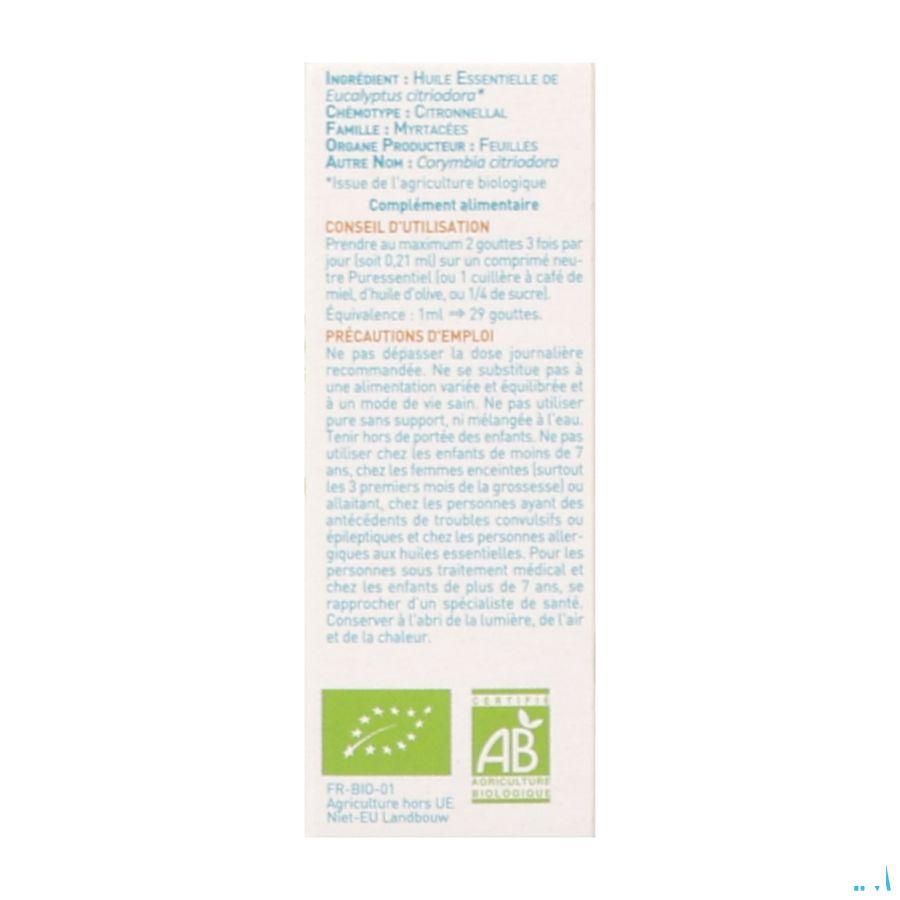 Puressentiel Eo Eucalyptus Citroen Bio Ess Ol.10 ml  -  Puressentiel