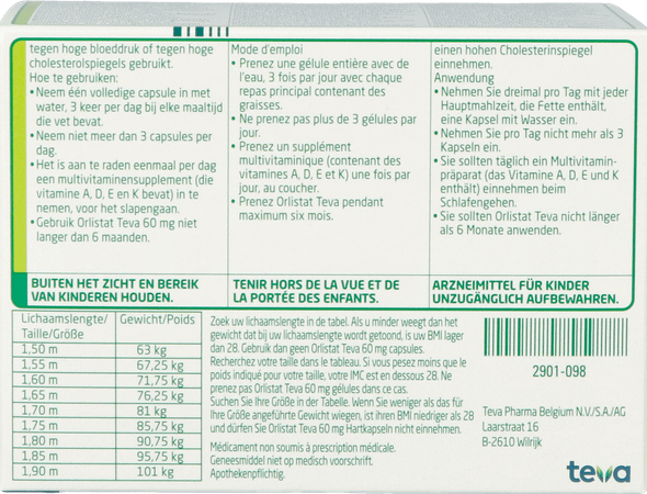 Orlistat Teva Capsule Dure 120 X 60 mg 