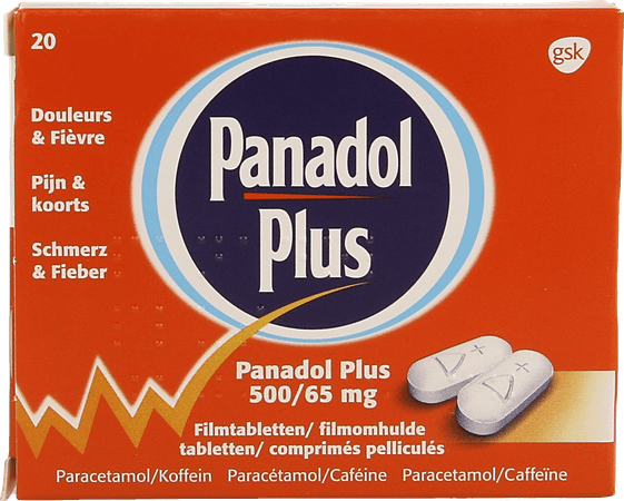Panadol Plus 500 mg/65 mg Comprimes Pellicules 20 New Panadol Plus 500 mg/65 mg Comprimes Pellicules 20 New