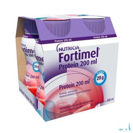 Fortimel Protein 200 ml Aardbei Verfrissend 4X200 ml  -  Nutricia