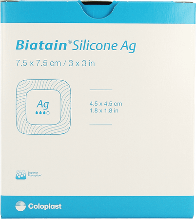 Biatain Silicone Ag 7,5X7.5Cm 3  -  Coloplast