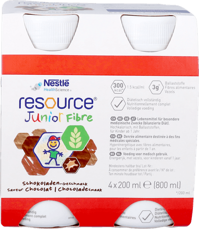 Resource Junior Fibre Chocolade 4x200 ml  -  Nestle