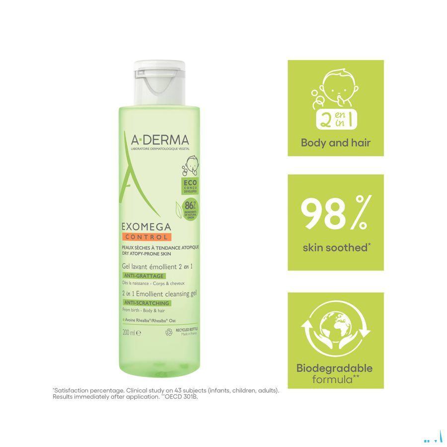 Aderma Exomega Control Reinigingsgel 2in1 200 ml  -  Aderma